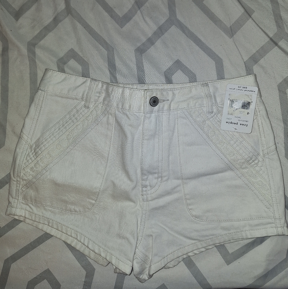Free People White Jean Shorts